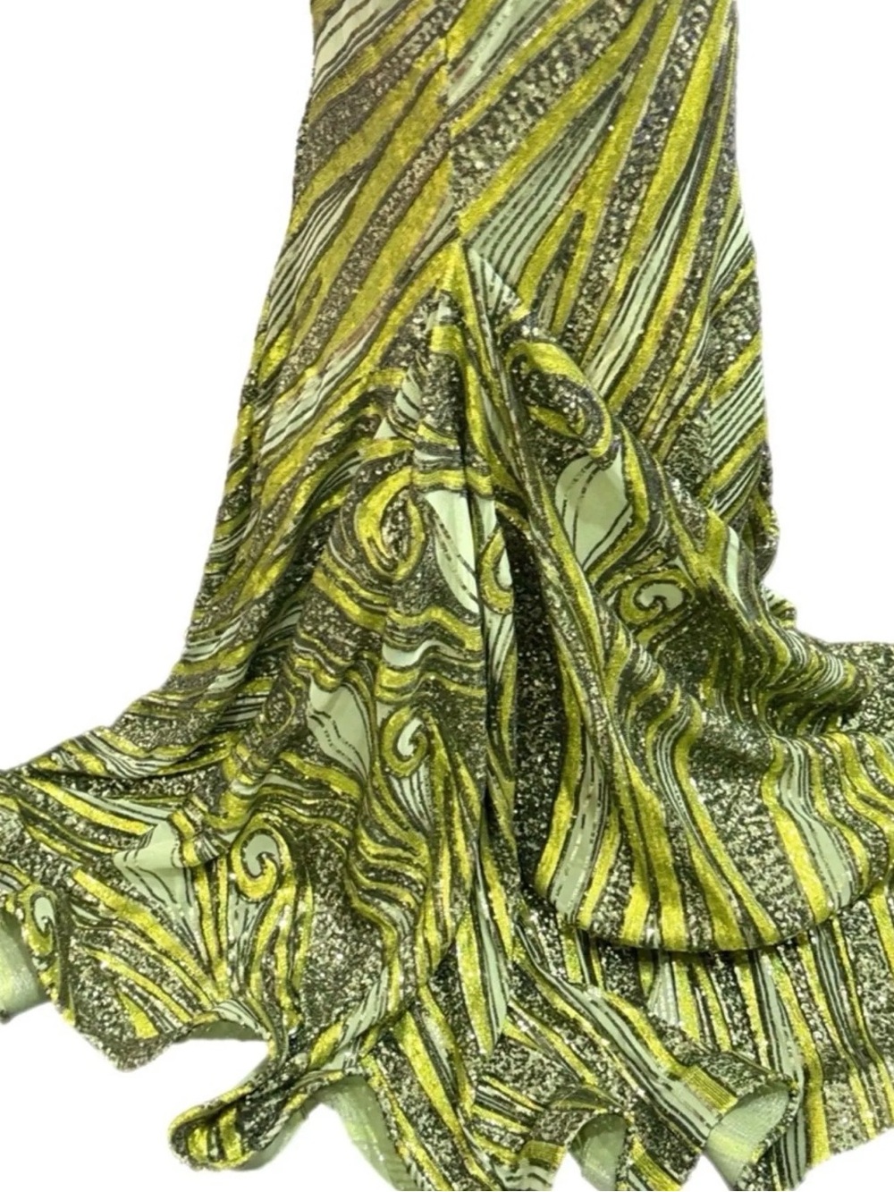 NWT Very Rare Jovani Olive/Lime Green Sequin Deep V-Neck Mermaid Gown Size 14 - Picture 8 of 11